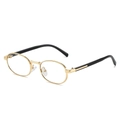 Oval gold metal frame glasses with black temples and transparent lenses - Gold Frame Photochromic Tea Lens