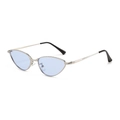 Lunettes de soleil cat-eye argentées avec verres bleu clair et détails gravés - Monture Argent Verres Bleus