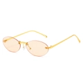Rimless oval sunglasses with light orange lenses and minimalist gold metal frames - Regular / Gold Frame Light Tea Lens