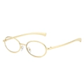 Vintage oval sunglasses with slim gold metal frame and clear lenses for men and women - Regular / Gold Frame White to Tea Photochromic Lens