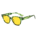 Retro-Polygon-Sonnenbrille mit grünem Schildpatt-Muster und gelben Gläsern für Damen - Grün Gestreifter Rahmen Gelbe Gläser