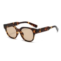 Retro tortoise shell polygon sunglasses with amber lenses on a clean white background - Leopard Frame Champagne Lens