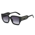 Fashion cat eye sunglasses with black frames and gradient lenses from a 45-degree angle - Black Frame Double Gray Lens