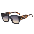 Retro cat-eye sunglasses with gradient blue lenses and tortoise shell frames with gold trim - Blue Frame Gray Tea Lens