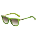 Occhiali da sole quadrati retrò verdi con lenti marroni sfumate e dettagli dorati - Standard / Montatura verde trasparente standard con lenti color tè