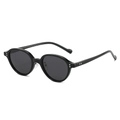Classic oval black frame sunglasses with polarized lenses and silver rivet detail - Black Frame Grey Lens