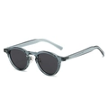 Retro TR90 polarized sunglasses featuring grey-blue transparent frames and dark lenses - Blue Frame Gray Lens