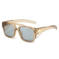Modern square pilot sunglasses with amber frames and metallic wing bridge details - Regular / Champagne Frame Grey Lens