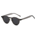 Retro TR90 polarized round sunglasses in transparent grey frame with dark grey lenses - Translucent Grey Frame Grey Lens