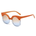 Fashion oversized oval sunglasses featuring orange textured frame and blue gradient lenses - Regular / Tea Blue Frame Tea Blue Lens