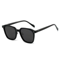 Gafas de sol polarizadas TR90 con montura negra gruesa y remaches triples plateados - Montura Negra Lentes Grises