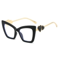 Occhiali anti-luce blu cat-eye con montatura nera e stanghette dorate a cuore - Montatura Nera Cuore Nero