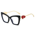 Occhiali cat-eye con montatura nera e stanghette dorate decorate con cuori rossi - Montatura Nera Cuore Rosso
