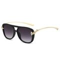 Lunettes de soleil pilote oversize avec monture noire et verres dégradés violets - Monture Noire Double Verre Gris