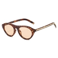 Retro tortoise shell cat eye sunglasses with amber lenses and gold rivet accents - Regular / Regular Leopard Frame Orange Lenses