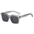 Minimalist square frame polarized sunglasses with transparent grey finish and textured temples - Regular / Translucent Grey Frame Grey Lens