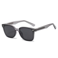 Classic polarized sunglasses with grey translucent frames and vintage silver rivet details - Regular / Transparent Grey Frame Grey Lens