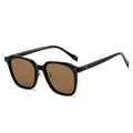 Gafas de sol cuadradas TR90 polarizadas con montura negra y lentes marrones con remaches - Montura Negra Lentes Té