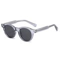 Retro round polarized sunglasses with transparent grey propionate frame and grey lenses - Regular / Regular (Incl. 13% VAT) Blue Frame Grey Lenses