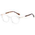 Vintage round clear frame glasses with rose gold metal temples and tortoiseshell tips - Transparent Frame Clear Lens