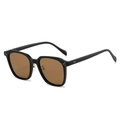 Gafas de sol polarizadas TR90 retro con montura negra y lentes de color marrón - Montura Negra Mate Lentes Té