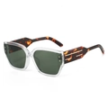 Cat-eye sunglasses with transparent frames, dark lenses and tortoiseshell temples - Transparent Frame Dark Green Lens