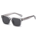 Square polarized sunglasses with transparent grey frame and black lenses for men - Translucent Grey Frame Grey Lens