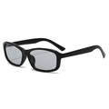 Classic square sunglasses with glossy black frame and light gray transparent lenses - Black Frame Light Gray Lens
