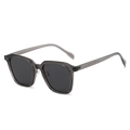 Retro square TR90 polarized sunglasses with dark grey translucent frames and black lenses - Transparent Grey Frame Grey Lens