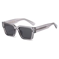 Modern square polarized sunglasses with translucent grey frames and silver metal accents - Translucent Grey Frame Grey Lens