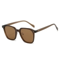TR90 polarized square sunglasses in transparent amber brown frame with tea lenses - Tea Frame Tea Lens