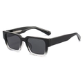 Square polarized sunglasses with gradient frame and wide spring hinges for men - Black to Transparent Gradient Frame Grey Lens