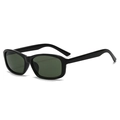 Classic vintage oval sunglasses with a glossy black frame and dark green lenses - Regular / Black Frame Sunglasses with Dark Green Lenses