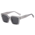 Square polarized sunglasses in frosted grey frame with woven texture temples for men and women - Regular / Standard (Incl. VAT) Matte Grey Frame with Grey Lenses