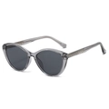 Chic cat-eye sunglasses with transparent grey frames and textured geometric temples - Regular / Standard (Incl. 13% VAT) Transparent Grey Frame & Grey Lenses