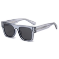 Modern square oversized polarized sunglasses in transparent grey frame with metal core - Transparent Blue Frame Gray Lens