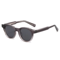 Retro round polarized sunglasses with transparent grey acetate frames and grey lenses - Grey Frame Grey Lens