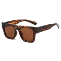 Square oversized polarized sunglasses with tortoise shell frame and brown lenses - Leopard Frame Brown Lens