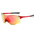 Outdoor sports cycling sunglasses with red frame and orange mirrored lenses in 45-degree view - Red Frame Red Mirror
