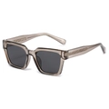 Grey square polarized sunglasses with translucent taupe frame and textured temples - Tea Frame Grey Lens