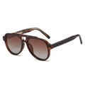 Klassieke aviator zonnebril met donker schildpad montuur en bruine glazen - Luipaard Frame Gradiënt Bruine Lenzen
