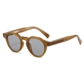 Classic round retro sunglasses with translucent brown frames and gray lenses - Regular / Standard (incl. 13% Invoice) Brown Frame, Grey Lens
