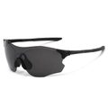 All-black cycling sports sunglasses with polarized grey lenses and streamlined frame - Black Frame / Black Lens