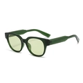 Retro polygon sunglasses with dark green translucent frame and light green lenses - Green Frame / Green Lens