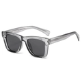 Square polarized sunglasses with transparent grey frame and textured metal core temples - Regular / Translucent Grey Frame Grey Lens