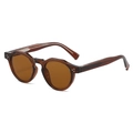 Vintage tortoiseshell acetate sunglasses with brown lenses and silver triple dot rivets - Regular / Regular (Inc. 13% VAT) Brown Frame Solid Brown Lenses