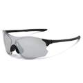 Sporty semi-rimless sunglasses with grey UV lenses and black lightweight frame - Black Frame Silver Mirror Lens