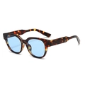 Retro polygon sunglasses with thick tortoiseshell frame and light blue lenses - Leopard Frame Blue Lens