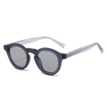 Vintage round frame sunglasses in matte grey-blue with translucent blue metal core temples - Regular / Regular (Incl. 13% VAT) Sand Blue Frame Light Grey Lenses