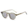 Gafas de sol vintage de montura redonda verde oliva con detalle de núcleo metálico - Régulier / Montura Verde Transparente Lente Gris Claro